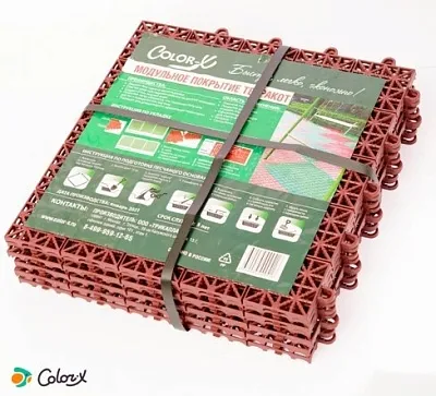 Модульное покрытие Color-x для сада, дачи, детских площадок (терракот, голубой)
